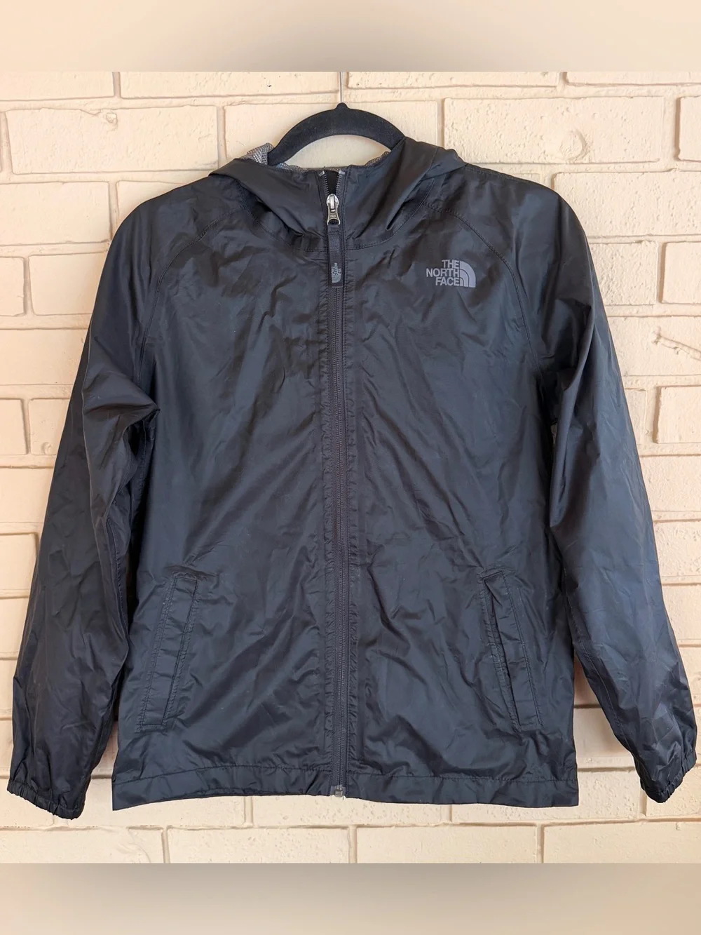 NORTH FACE Dryvent Black Zipline Rain Jacket Youth/Boys L 14/16 Outdoors School